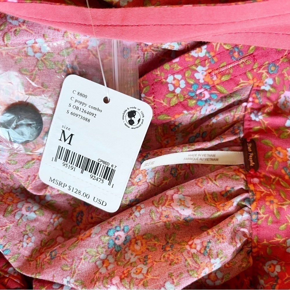 FREE PEOPLE NWT Petunia Backless Floral Mini Dress Size Medium in Poppy Combo - Picture 15 of 16